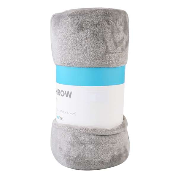 Grey Microfiber Plush Throw Blanket, 50x60