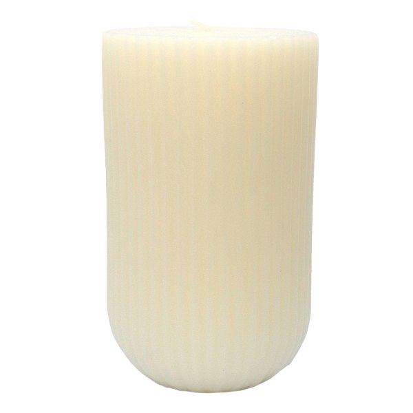 Tracey Boyd White Unscented Ribbed Modern Candle, 3.5x6