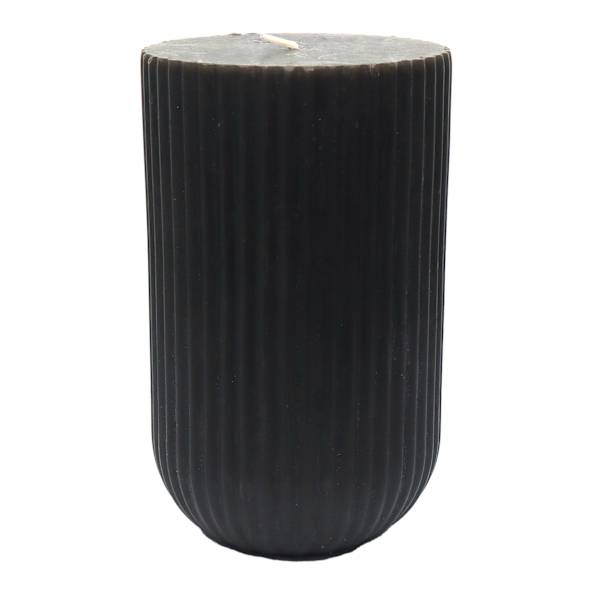 Tracey Boyd Black Unscented Ribbed Modern Candle, 3.5x6