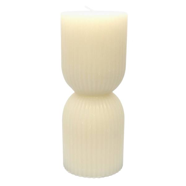 Tracey Boyd White Unscented Ribbed Hourglass Candle, 3x8