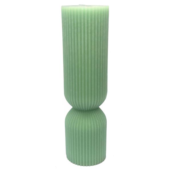 Tracey Boyd Green Unscented Ribbed Hourglass Candle, 3x10