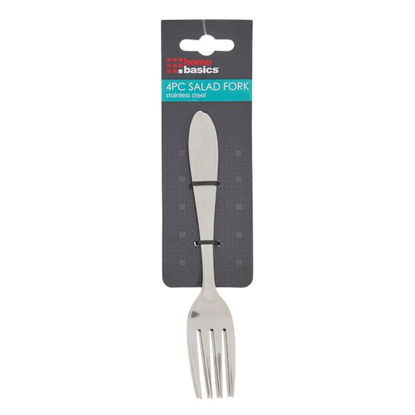 Set of 4 Silver Hammered Stainless Steel Salad Forks