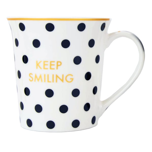 Keep Smiling Polka Dot Mug, 12oz
