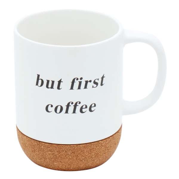 But First Coffee Cork Bottom Mug, 15oz
