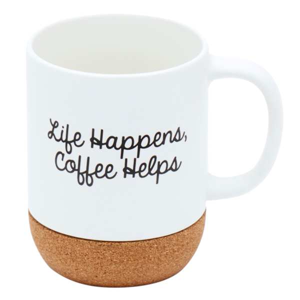 Life Happens Cork Bottom Mug, 15oz