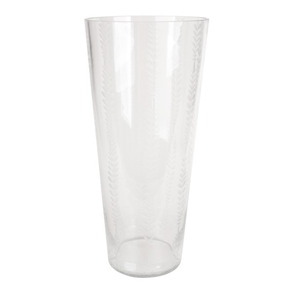 Providence Clear Etched Glass Vase, 12"