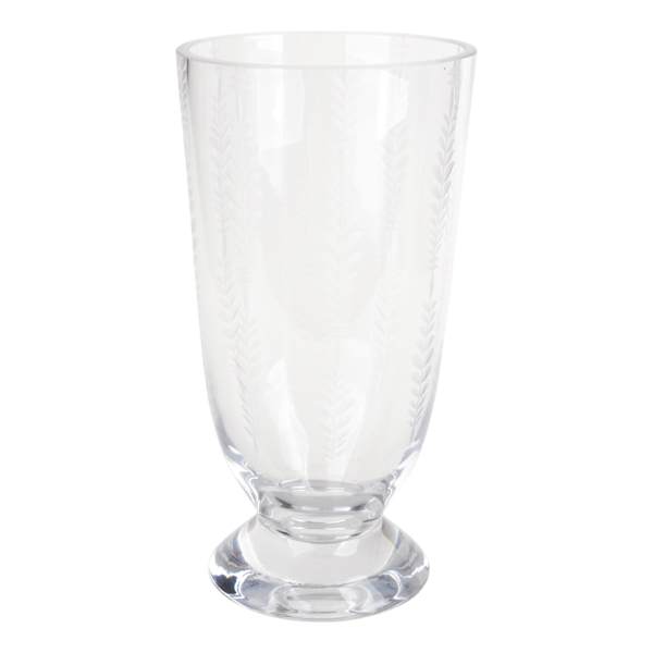 Etched Clear Glass Vase, 8"