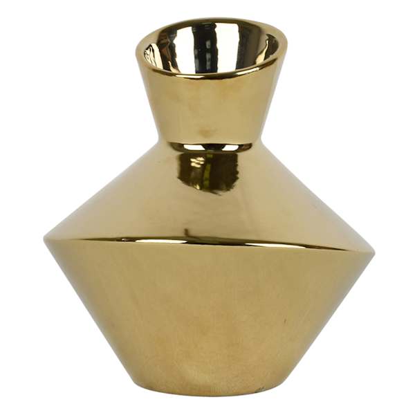 Crosby St. Shiny Gold Ceramic Modern Vase, 7"