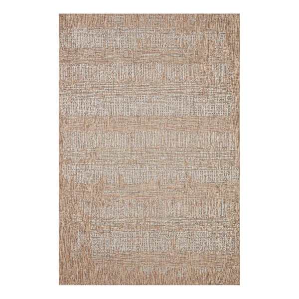 (E500) Honeybloom Melissa Blue & Natural Distressed Stripe Outdoor Area Rug, 5x7