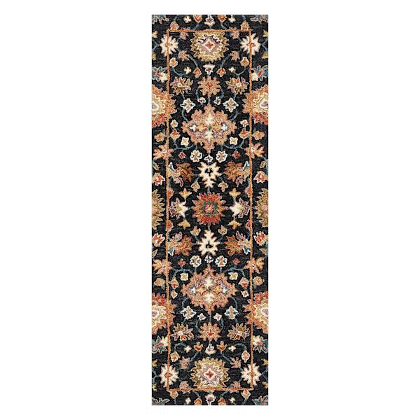 (A510) Pierce Black & Multicolor Floral Design Runner, 2x7