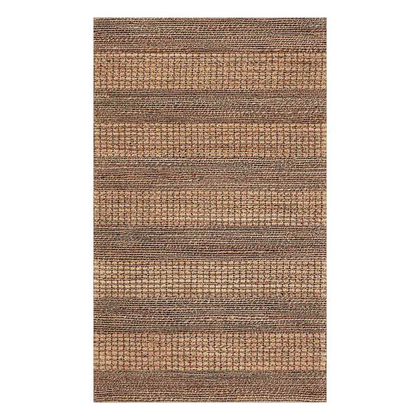 (B870) Found & Fable Aaron Brown & Natural Striped Jute Accent Rug, 3x5