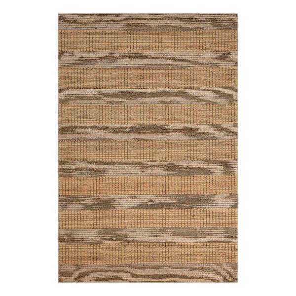 (B870) Found & Fable Aaron Brown & Natural Striped Jute Area Rug, 5x7