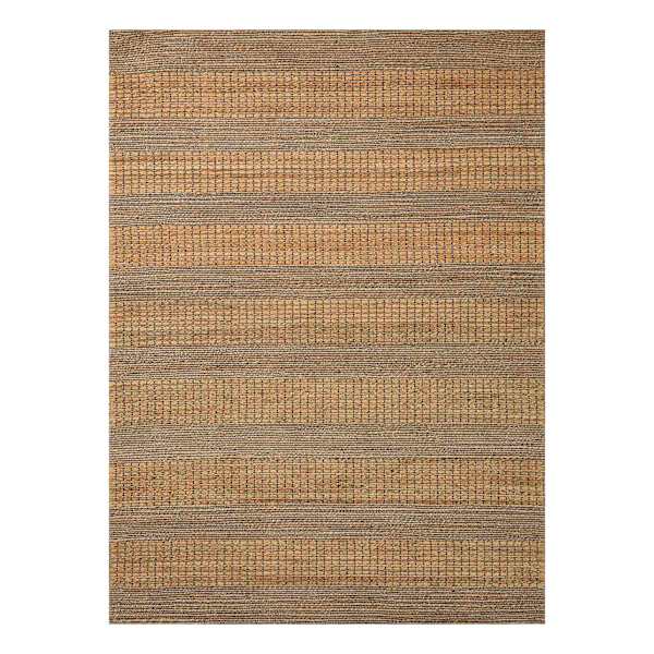 (B870) Found & Fable Aaron Brown & Natural Striped Jute Area Rug, 8x10