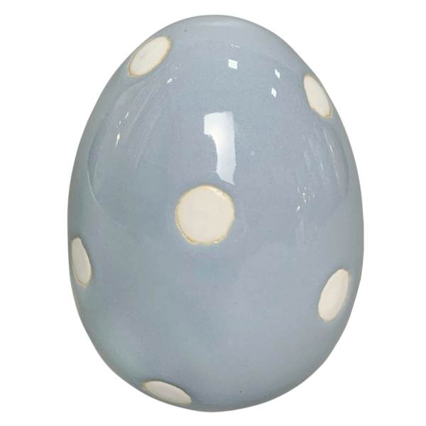 Homespun Easter Blue Ceramic Egg, 4"
