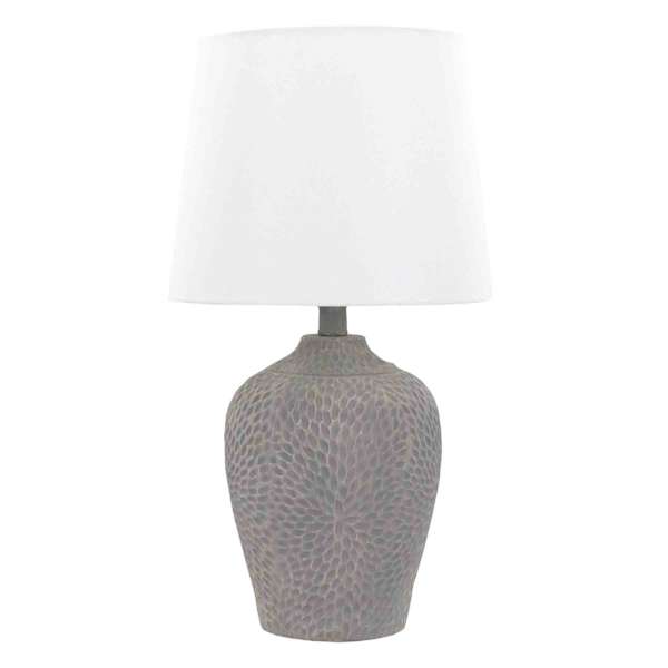 Found & Fable Dark Grey Patterned Small Table Lamp with Shade, 20"