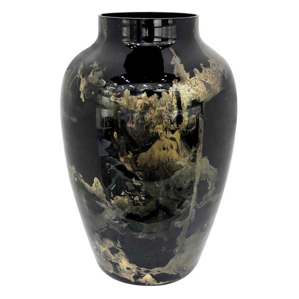 Crosby St. Black & Gold Glass Vase, 11.75"