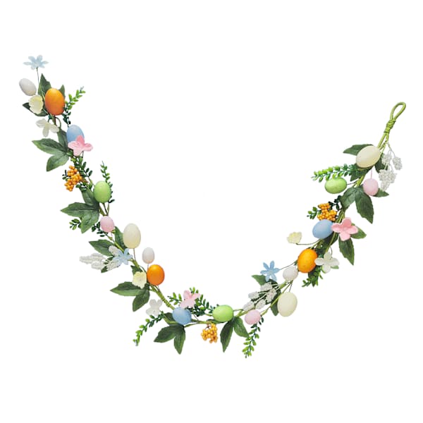 Homespun Easter Floral Egg Garland, 72"