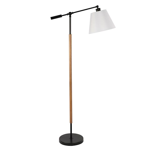 Honeybloom Black Wood Task Floor Lamp with Fabric Shade, 60"