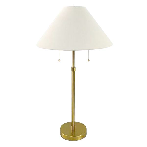 Crosby St. Brushed Brass Pull Chain Buffet Large Table Lamp with Shade, 27.5"