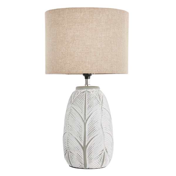 Found & Fable Grey & White Leaf Small Table Lamp with Shade, 19"