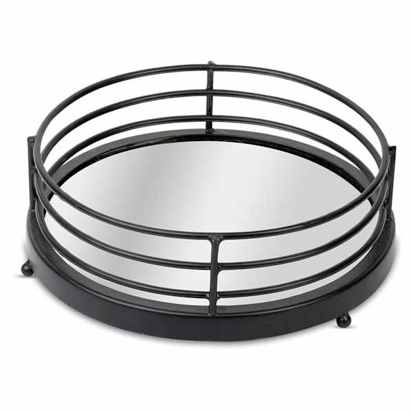 Black Metal Mirror Tray, 8"