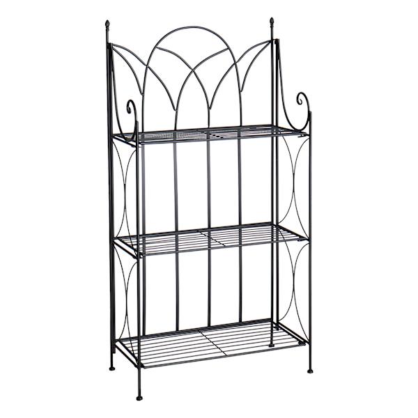3-Tier Black Gothic Baker Rack with Metal Wire Shelves