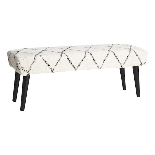Found & Fable Zuri Tufted Bench, Cream & Black