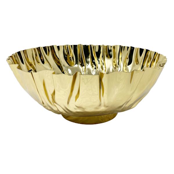 Gold Metal Ruffled Bowl, 11.6"