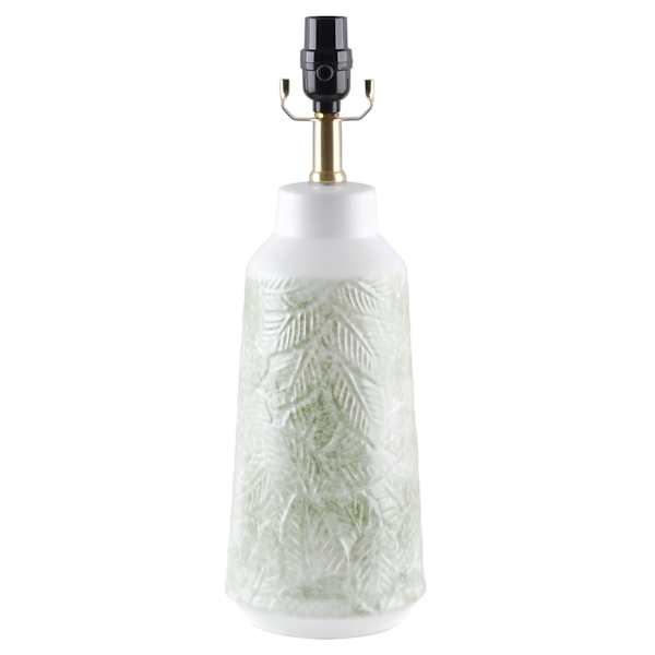 Found & Fable Green & White Embossed Leaf Ceramic Medium Lamp Base, 18"
