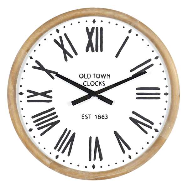 Honeybloom Wooden Framed Round Wall Clock, 25"
