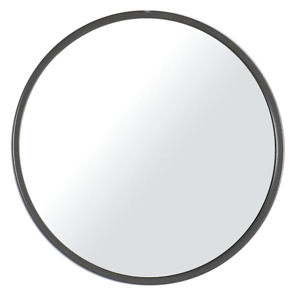 Gunmetal Metal Round Wall Mirror, 14"
