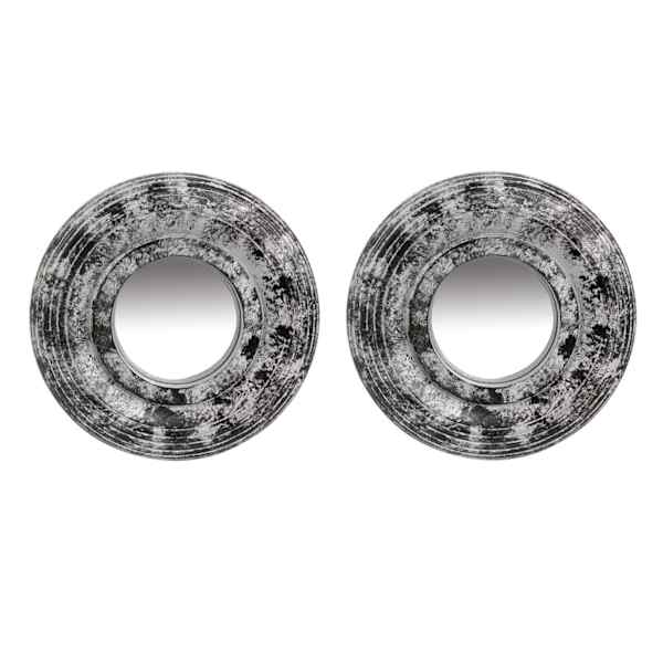 2-Piece Black & White Wall Mirror Set, 8"