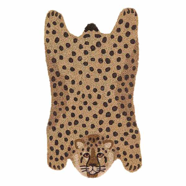 Found & Fable Cheetah Shaped Coir Mat, 18x30