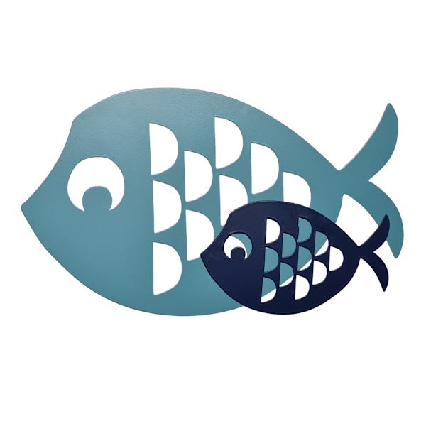 Blue Metal Fish Outdoor Wall Decor, 16x10