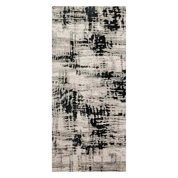 (B869) Crosby St. Mackenzie Neutral & Black Abstract Runner, 2x7