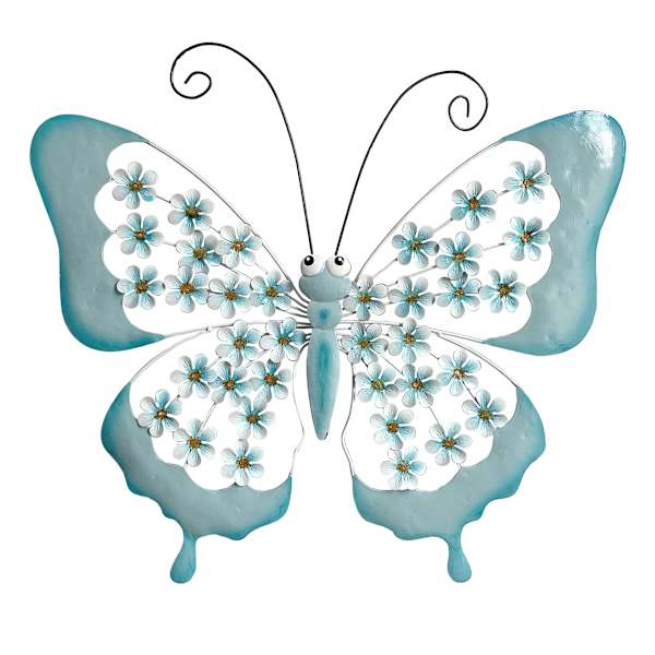 Blue Metal Butterfly Outdoor Wall Decor, 17.7"