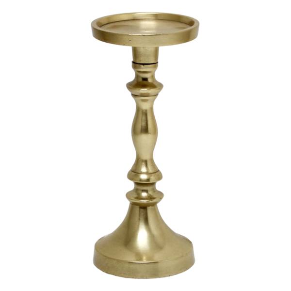 Gold Pillar Candle Holder, 6"