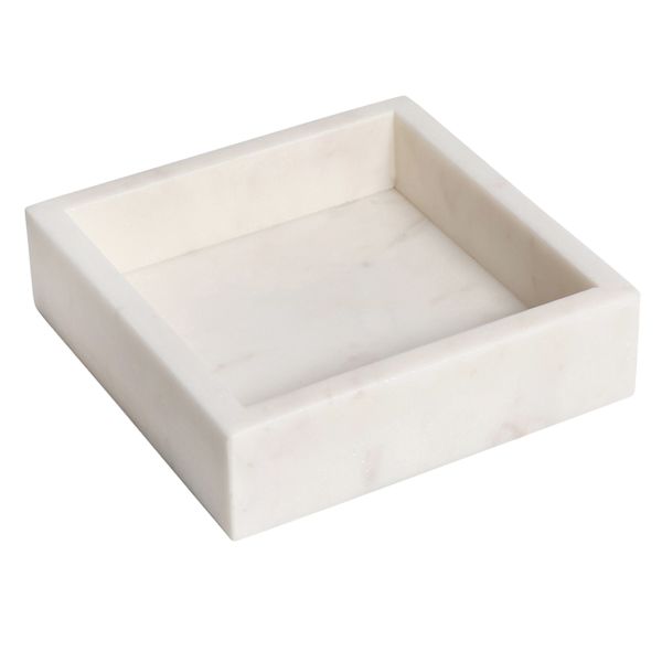 White Marble Square Trinket Tray, 5.3"
