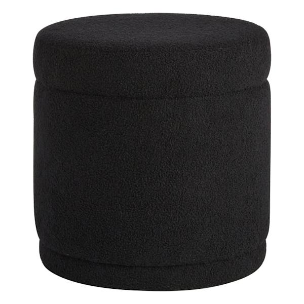 Crosby St. Neo Round Storage Ottoman, Black