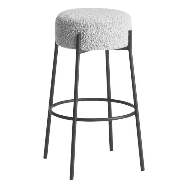 Crosby St. Harwood White & Black Backless Barstool, 30"