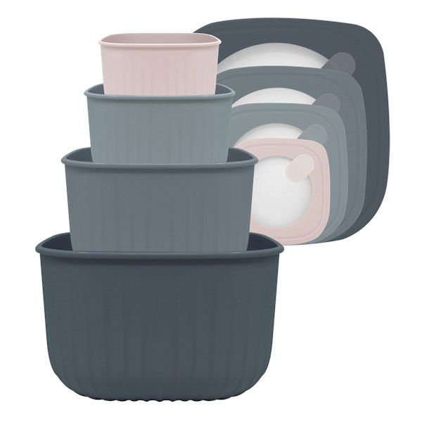 4-Piece Square Storage Bowl Containers, Blue