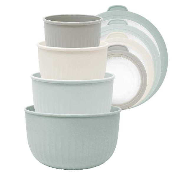4-Piece Round Storage Bowl Containers, Green