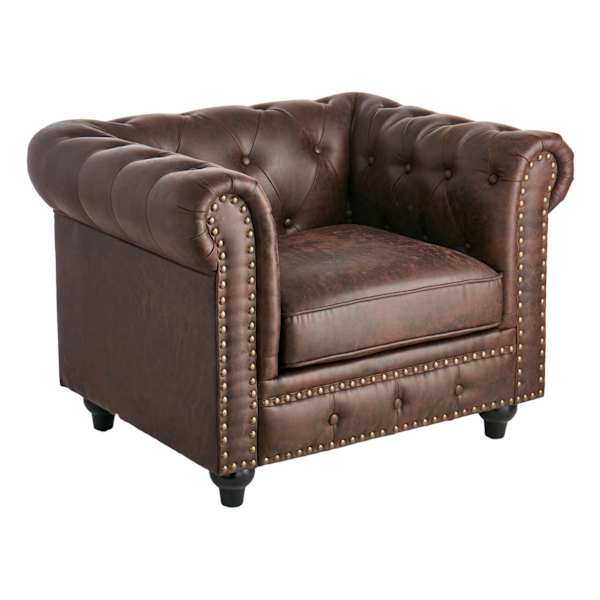 Providence Chesterfield Brown Faux Leather Tufted Accent Chair