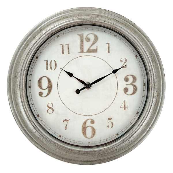 Silver & White Modern Round Wall Clock, 12"