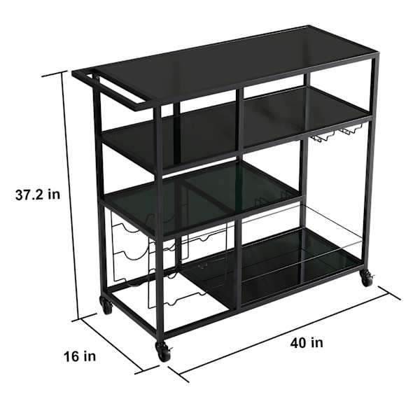 Crosby St. Brooklyn Metal Bar Cart, Black