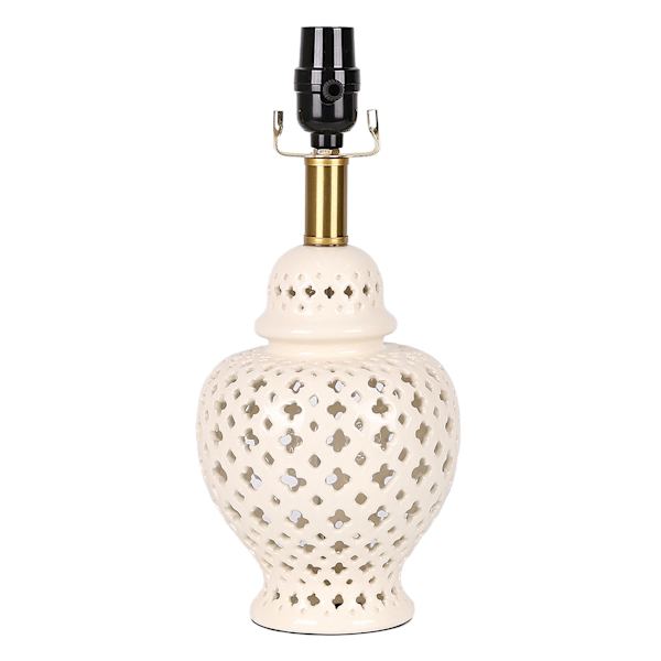 Providence White Cutout Ceramic Ginger Jar Small Lamp Base, 14"