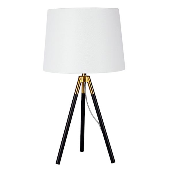 Crosby St. Black Brass Tripod Medium Table Lamp with Shade, 25.5"