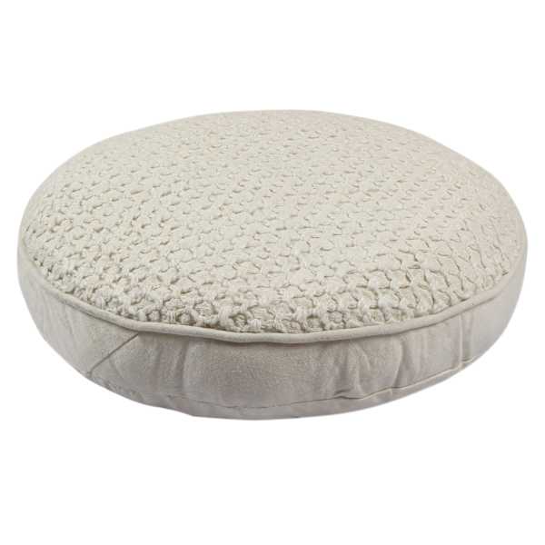 Honeybloom Beige Woven Round Throw Pillow, 16"
