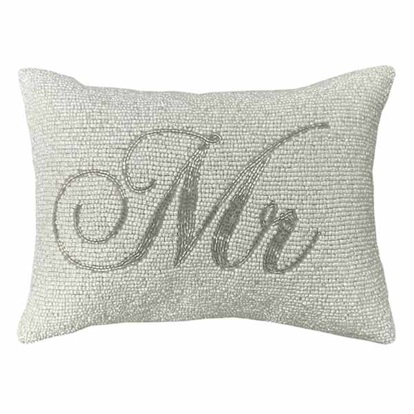 Willow Crossley Silver Mr Beaded Throw Pillow, 9x12