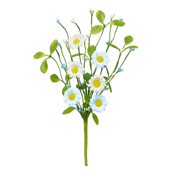 Blue & Cream Daisy Floral Pick, 12"